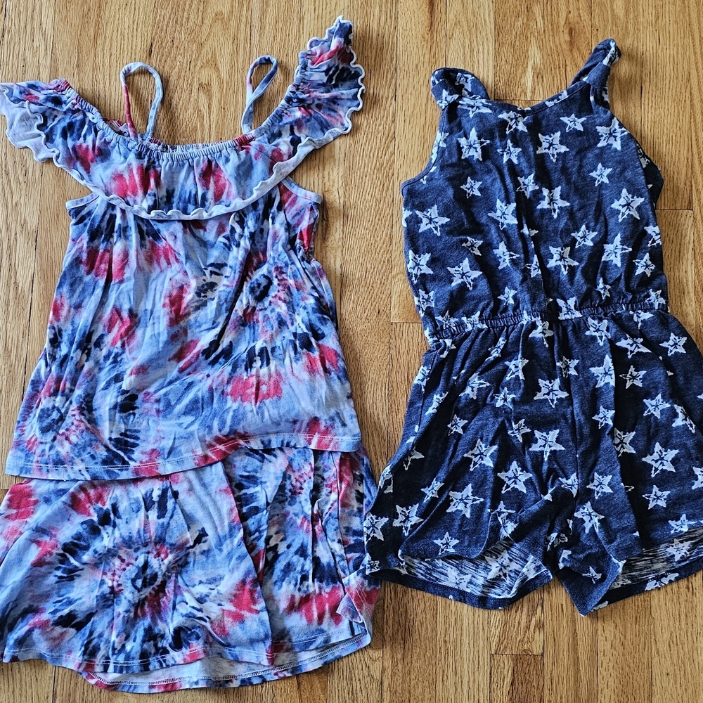 SO Kids Tie-Dye and Star Print One Pieces - Red, Blue, White